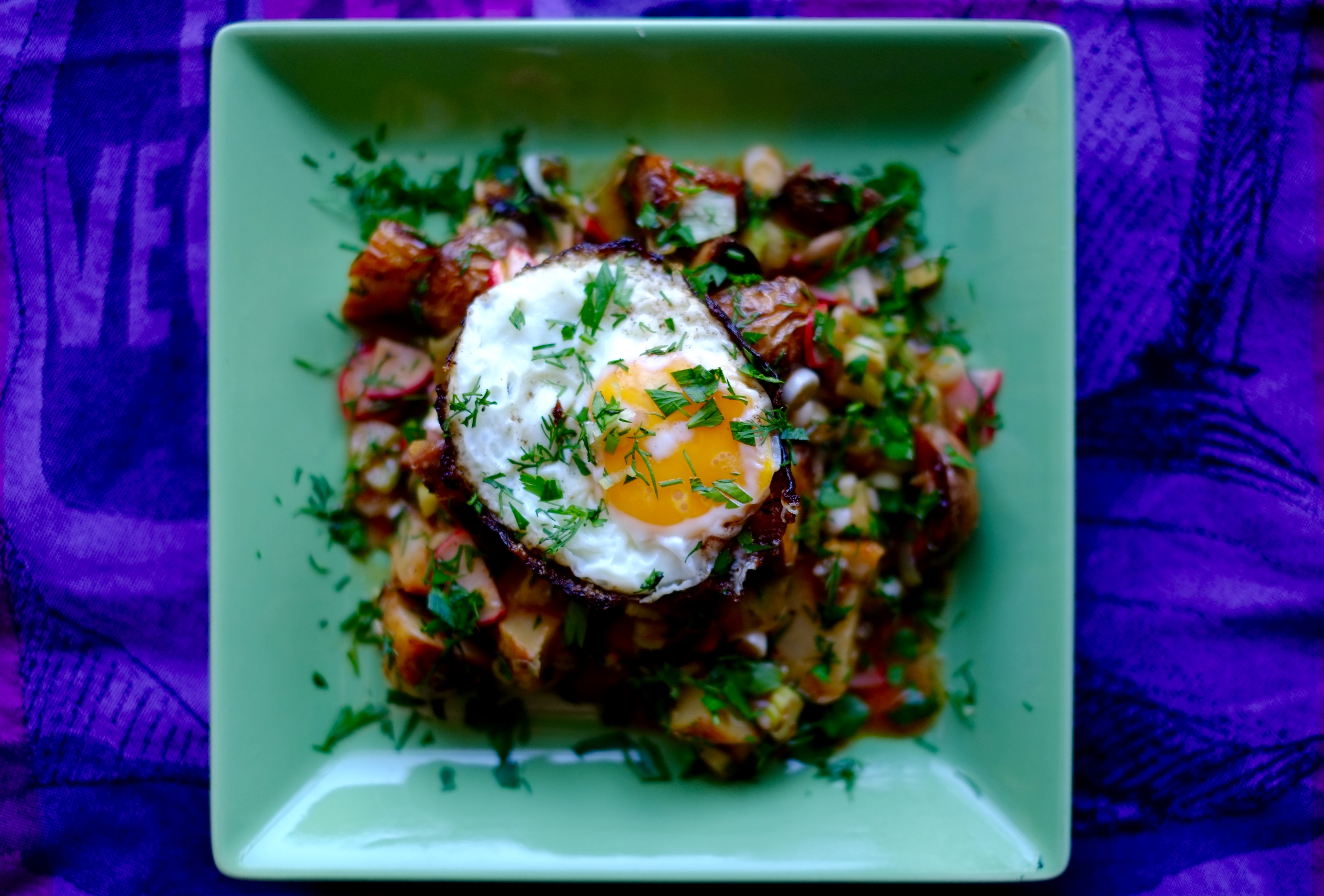 Warm Roasted Potato Salad with a Crispy Egg